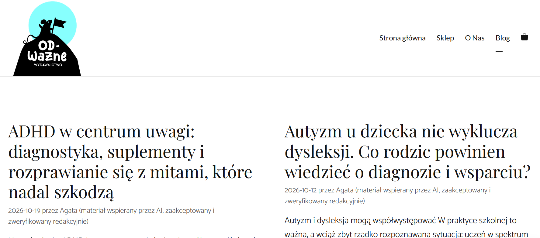 Blog Wydawnictwa Odważne z wpisami przygotowanymi przez redaktora newsów AI